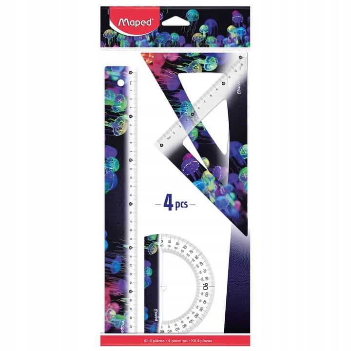 Zestaw DEEPSEA 2 ekierki, linijka 30cm, kątomierz 981833 MAPED