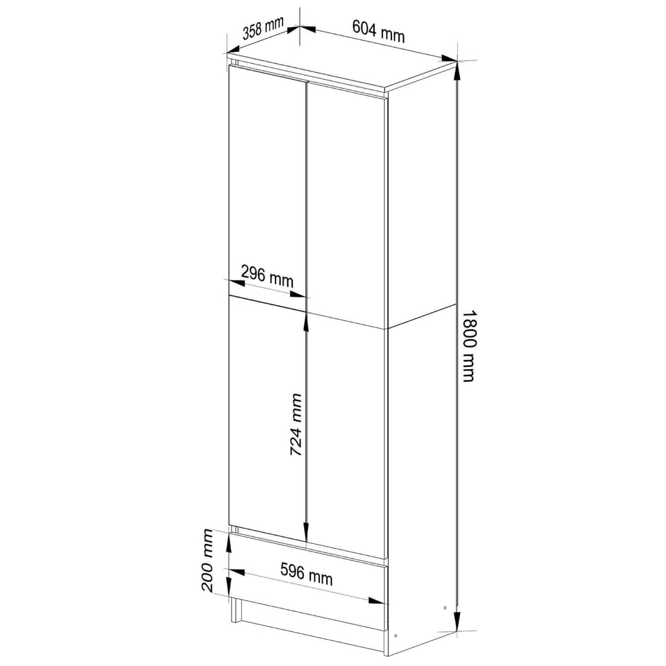 REGAŁ BIUROWY SZAFA R 60 cm CLP 1 SZUFLADA 2 DRZWI PK OLCHA