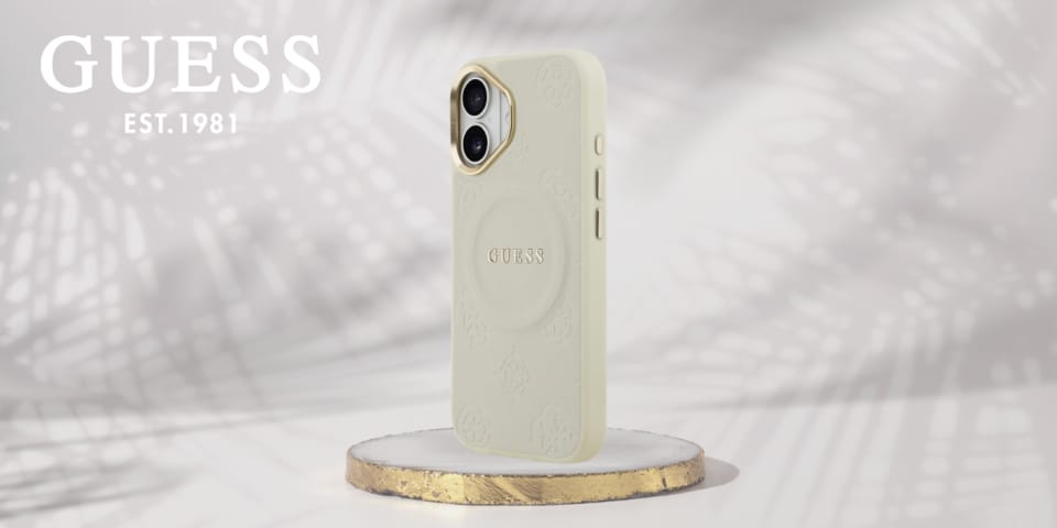 Etui Guess Peony Hot Stamp MagSafe do    iPhone 17 beżowy