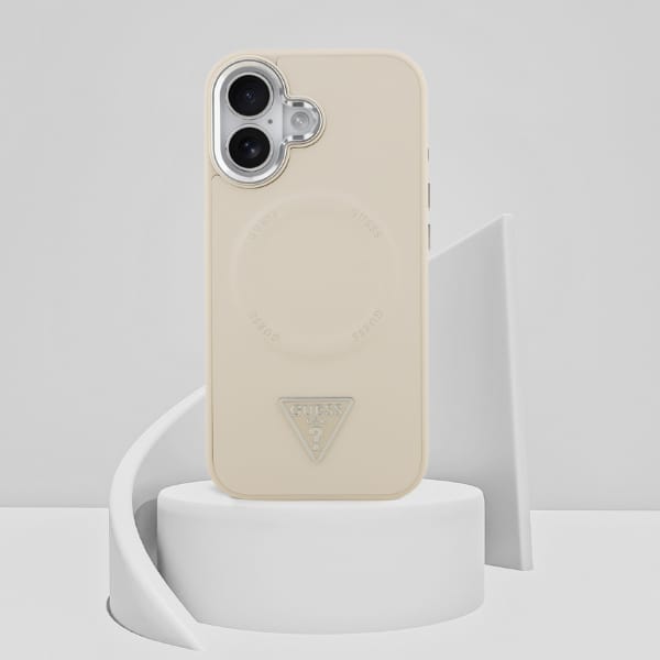 Etui Guess Triangle Logo MagSafe do      iPhone 17 beżowy