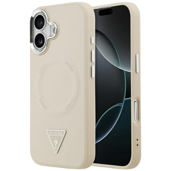 Etui Guess Triangle Logo MagSafe do      iPhone 17 beżowy