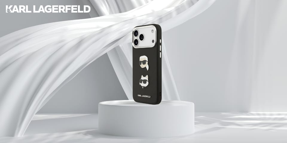 Etui Karl Lagerfeld FW Grained Karl &    Choupette Heads Pins & Logo do iPhone 17 Pro Max czarny