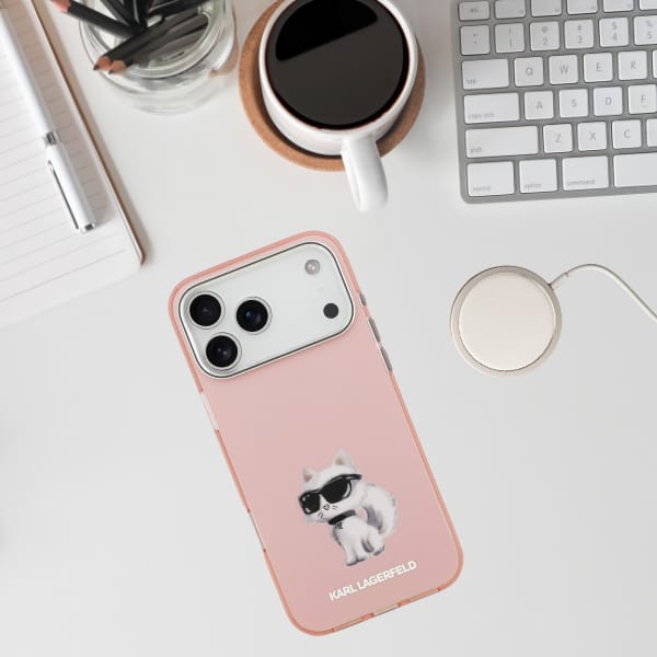 Etui Karl Lagerfeld IML Aquarelle        Choupette & Logo MagSafe do iPhone 17 Pro różowy