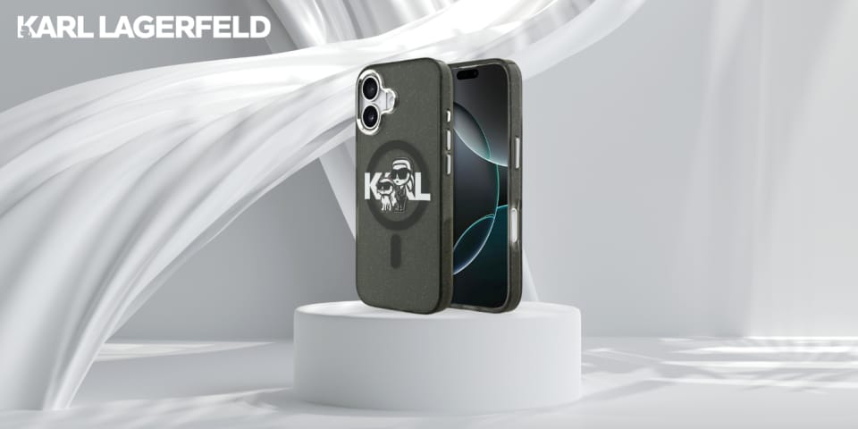 Etui Karl Lagerfeld IML Glitter Karl &   Choupette Sketch Logo MagSafe do iPhone 17 czarny