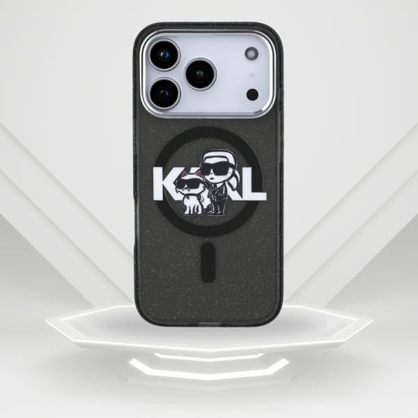Etui Karl Lagerfeld IML Glitter Karl &   Choupette Sketch Logo MagSafe do iPhone 17 Pro czarny