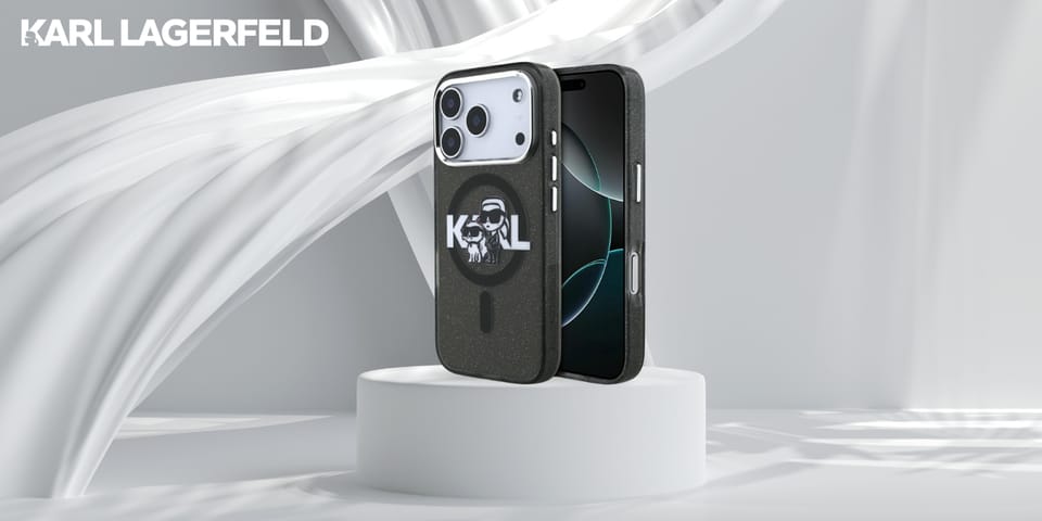 Etui Karl Lagerfeld IML Glitter Karl &   Choupette Sketch Logo MagSafe do iPhone 17 Pro czarny