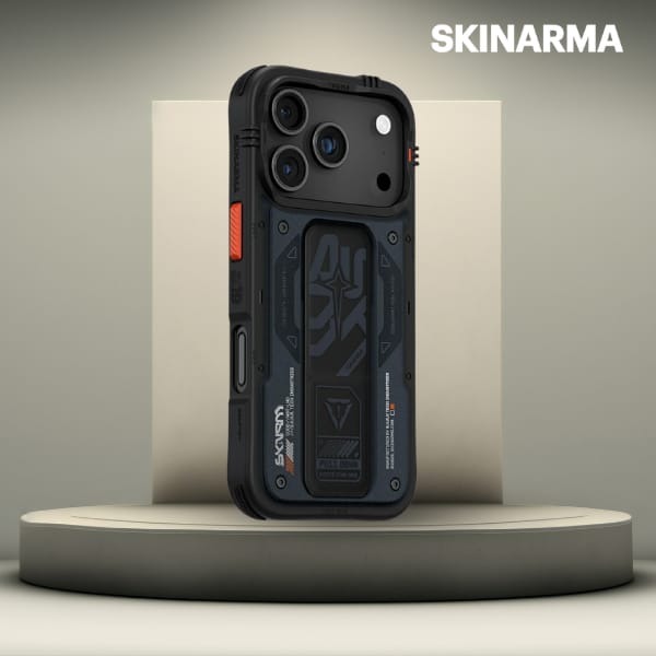 Etui Skinarma Aegis do iPhone 17 Pro     Magnetic Charging + Grip Stand granatowy