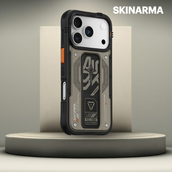 Etui Skinarma Aegis do iPhone 17 Pro     Magnetic Charging + Grip Stand szary