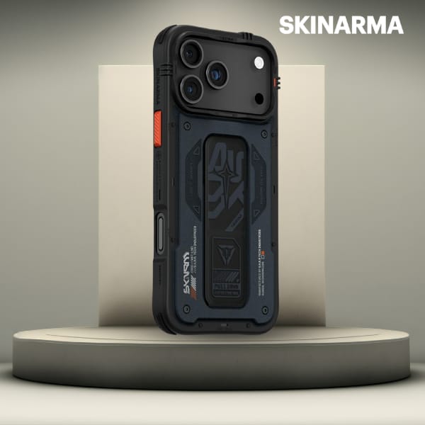 Etui Skinarma Aegis do iPhone 17 Pro Max Magnetic Charging + Grip Stand granatowy