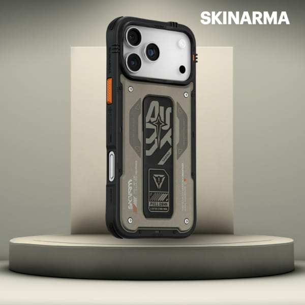 Etui Skinarma Aegis do iPhone 17 Pro Max Magnetic Charging + Grip Stand szary