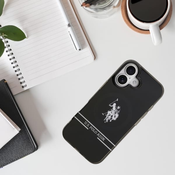 Etui US Polo DH and Bottom Stripe Logo   MagSafe do iPhone 17 czarny