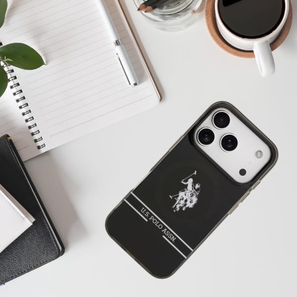 Etui US Polo DH and Bottom Stripe Logo   MagSafe do iPhone 17 Pro czarny