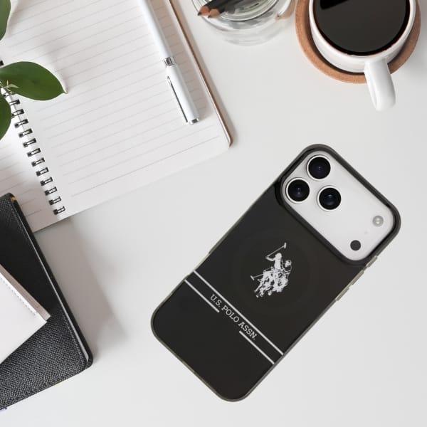 Etui US Polo DH and Bottom Stripe Logo   MagSafe do iPhone 17 Pro Max czarny