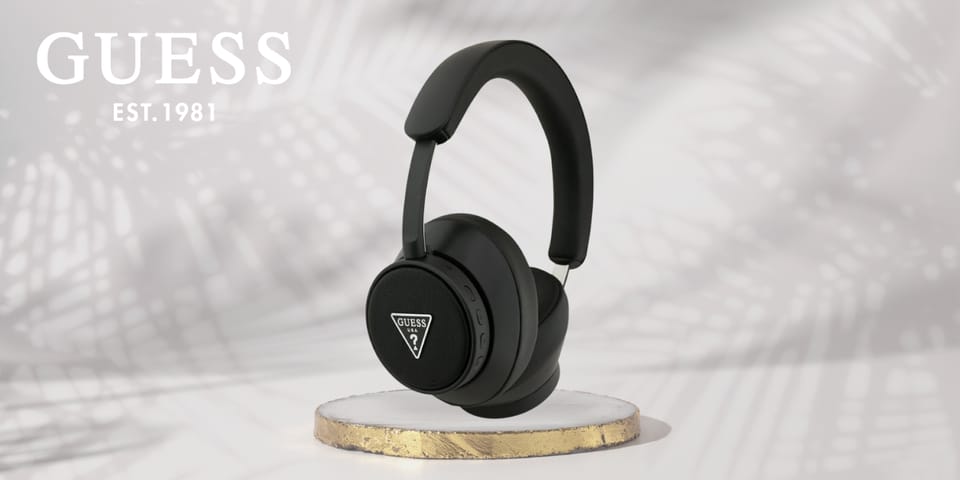 Słuchawki nauszne Guess Bluetooth ENC    Saffiano Triangle Logo czarny