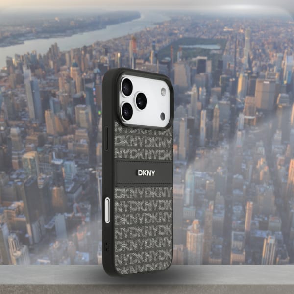 Etui DKNY Repeat Texture Pattern with    Tonal Stripe do iPhone 17 Pro Max czarny
