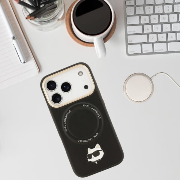 Etui Karl Lagerfeld Big Strap Choupette  Metal Logo MagSafe do iPhone 17 Pro czarny