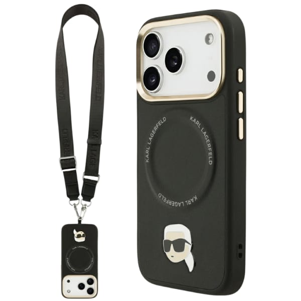 Etui Karl Lagerfeld Big Strap Karl Metal Logo MagSafe do iPhone 17 Pro czarny