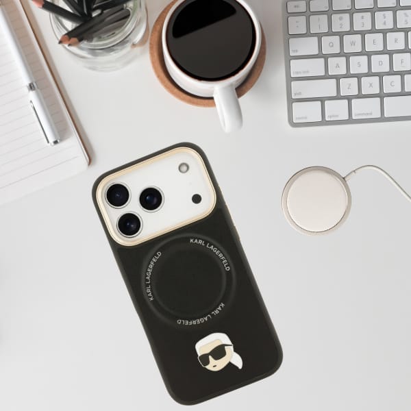 Etui Karl Lagerfeld Big Strap Karl Metal Logo MagSafe do iPhone 17 Pro czarny