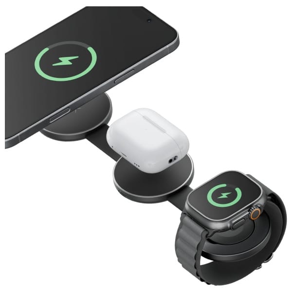 Ładowarka indukcyjna Energea Alumag Trio 3w1 Qi2 15W grafitowy