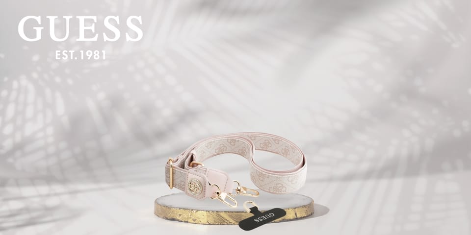 Uniwersalna smycz Guess Universal CBDY   4G Tether Patch Strass Metal Logo różowy