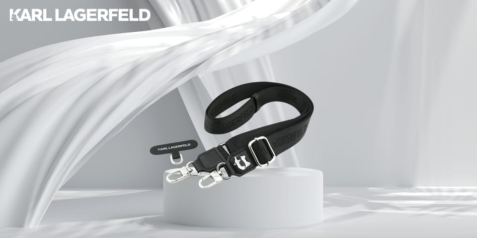 Uniwersalna smycz Karl Lagerfeld         Universal Strap Tether Patch Choupette Metal Logo czarny