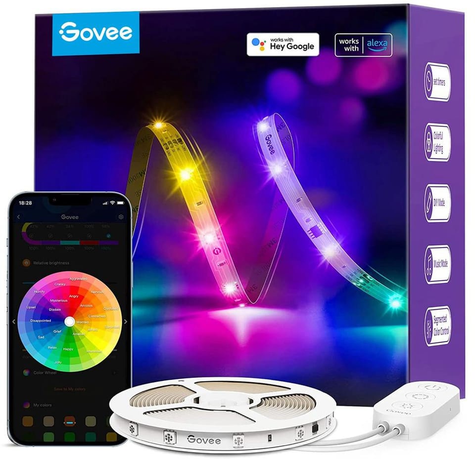 GOVEE H618C RGBIC BASIC WI-FI + BLUETOOTH LED STRIP LIGHTS (10 METER)