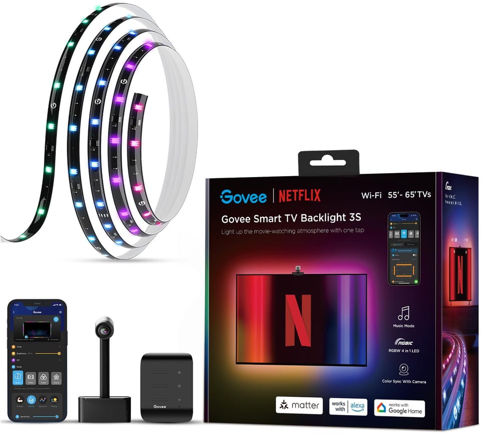 Govee H6098 Envisual TV Backlight Netflix Co-branding Version Taśma LED podświetlenie dla TV 55-65 cali, RGBIC, Wi-Fi+Bluetooth