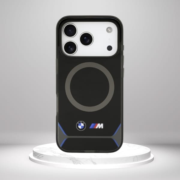 Etui BMW M IML Metal Buttons & Logo      MagSafe do iPhone 17 Pro czarno-niebieski