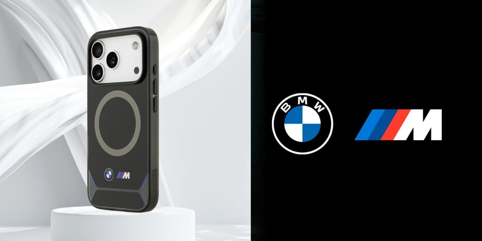 Etui BMW M IML Metal Buttons & Logo      MagSafe do iPhone 17 Pro czarno-niebieski
