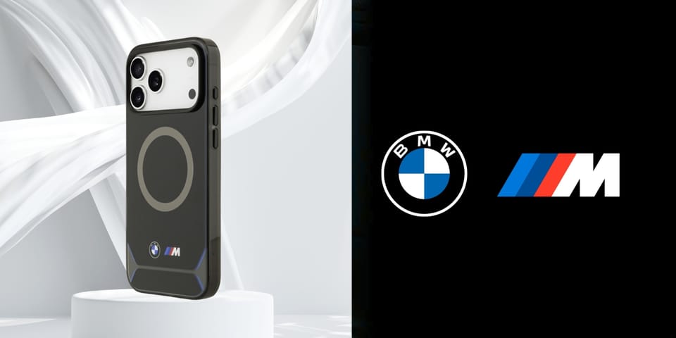 Etui BMW M IML Metal Buttons & Logo      MagSafe do iPhone 17 Pro Max czarno-niebieski