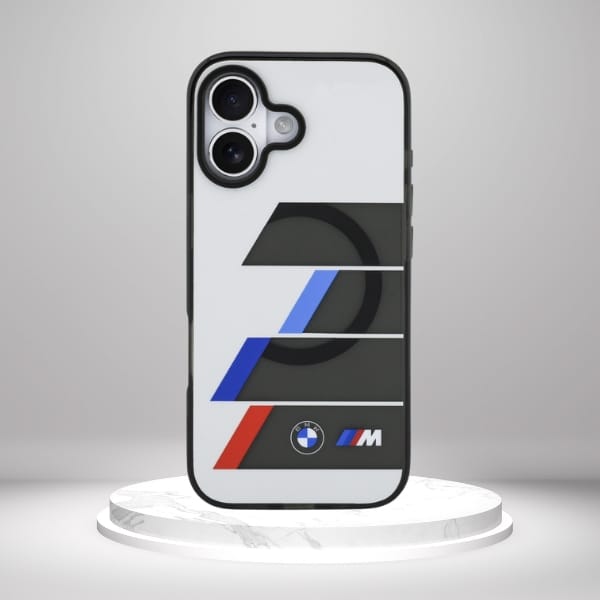 Etui BMW M IML Metal Buttons Tricolor    Lines MagSafe do iPhone 17 antracyt