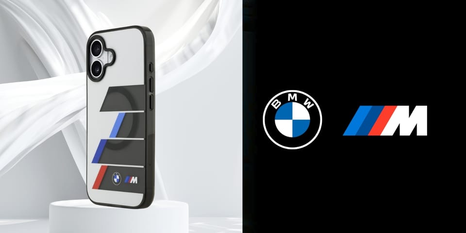Etui BMW M IML Metal Buttons Tricolor    Lines MagSafe do iPhone 17 antracyt