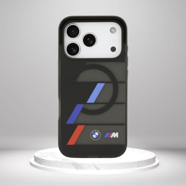 Etui BMW M IML Metal Buttons Tricolor    Lines MagSafe do iPhone 17 Pro czarny