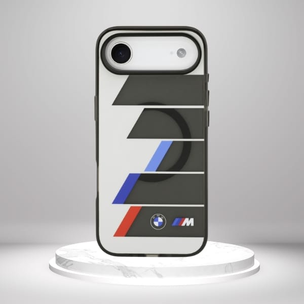 Etui BMW M IML Metal Buttons Tricolor    Lines MagSafe do iPhone Air antracyt