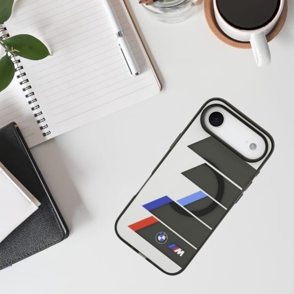 Etui BMW M IML Metal Buttons Tricolor    Lines MagSafe do iPhone Air antracyt