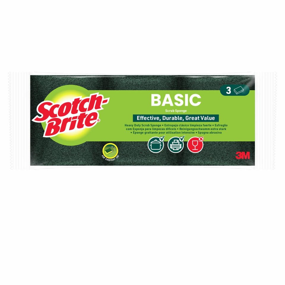 Gąbka do zmywania SCOTCH-BRITE Basic płaski (3szt.) żółto-zielony 3M-68060502001