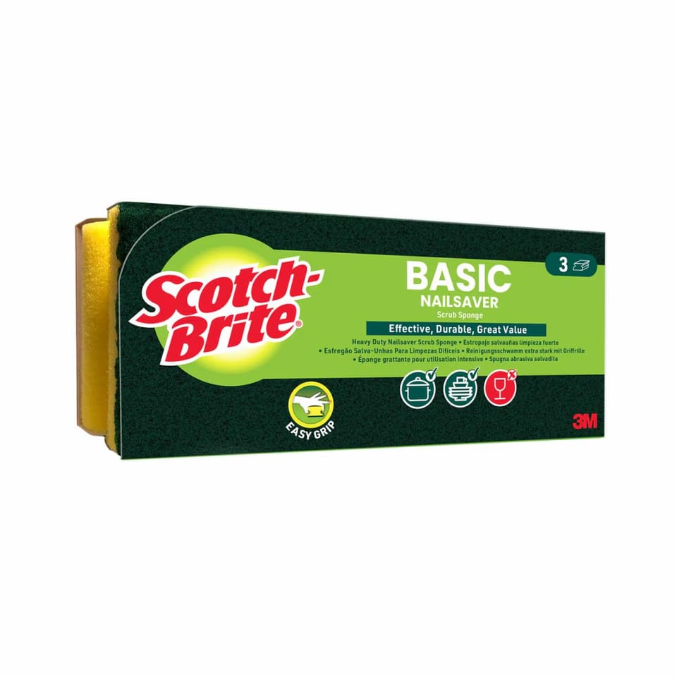 Gąbka do zmywania SCOTCH-BRITE Basic profilowany (3szt.) żółto-zielony 3M-68060502018