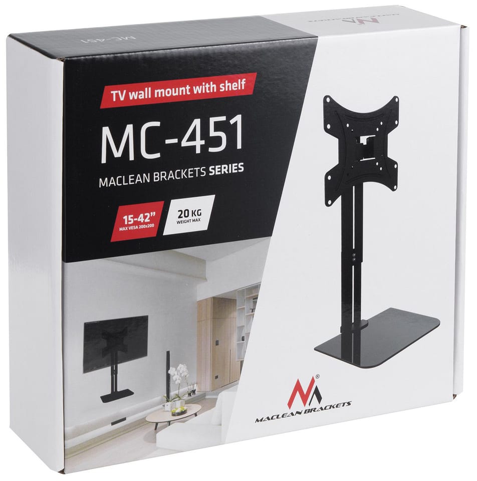 Uchwyt na ścianę do TV 15-42" z półką Maclean MC-451