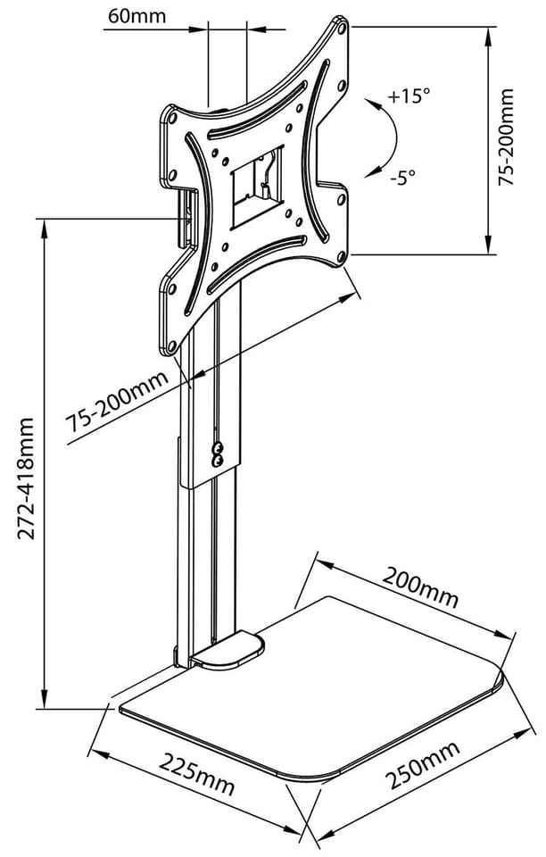 Uchwyt na ścianę do TV 15-42" z półką Maclean MC-451