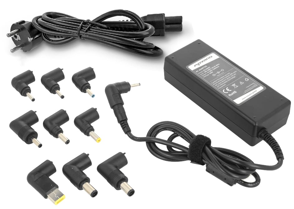 Zasilacz do laptopa. Uniwersalny 90W 15-20V. 10 wtyków w zestawie