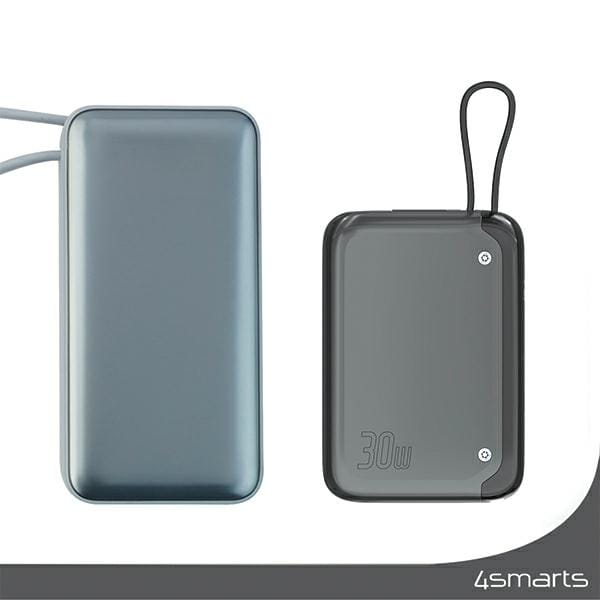 4smarts Powerbank Pocket 10000mAh30W z wbudowanym kablem USB-C 15cm space grey 540699