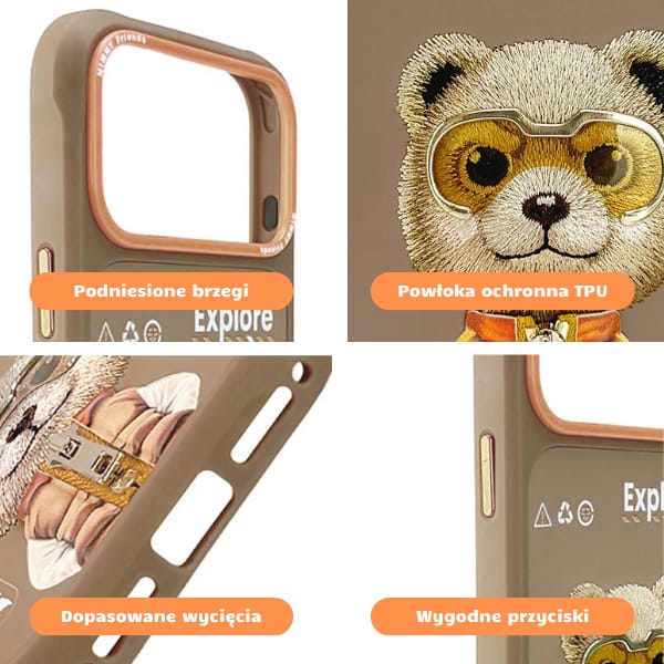 Etui Nimmy Cool&Cute 2.0 Bear do iPhone  17 Pro Max beżowy