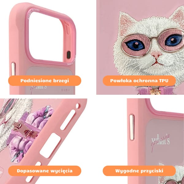 Etui Nimmy Cool&Cute 2.0 Cat do iPhone   17 Pro Max różowy