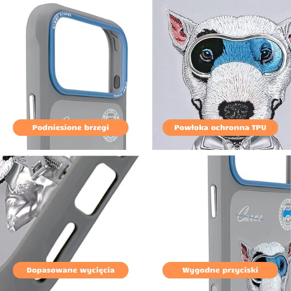 Etui Nimmy Cool&Cute 2.0 Dog do iPhone   17 Pro Max szary