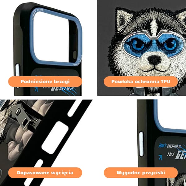 Etui Nimmy Cool&Cute 2.0 Wolf do iPhone  17 Pro Max czarny