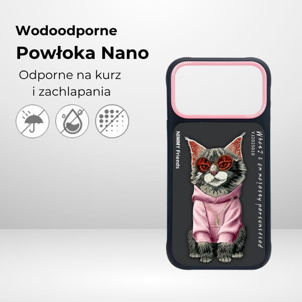Etui Nimmy Glasses Cool Cat do iPhone 17 Pro czarny