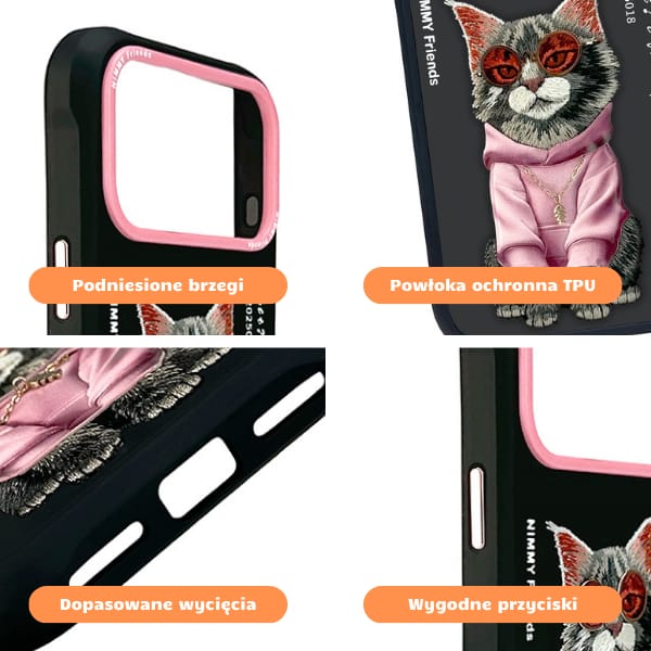 Etui Nimmy Glasses Cool Cat do iPhone 17 Pro czarny