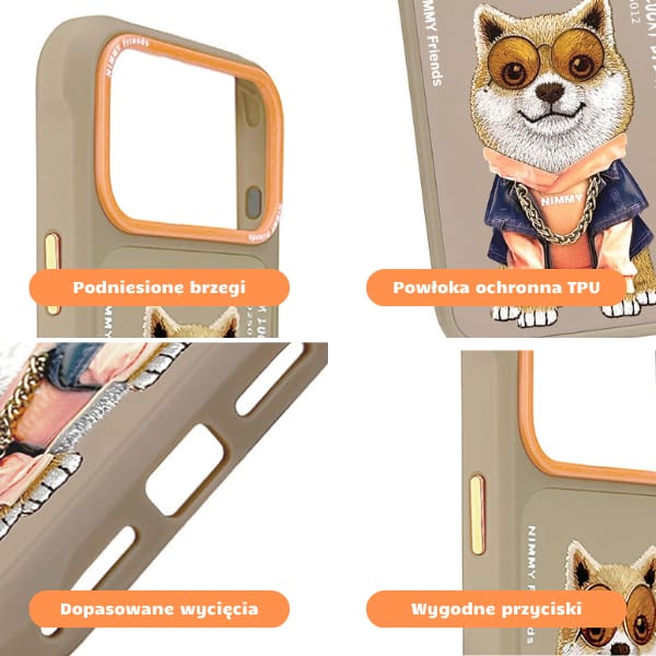 Etui Nimmy Glasses Cool Dog do iPhone 17 Pro beżowy