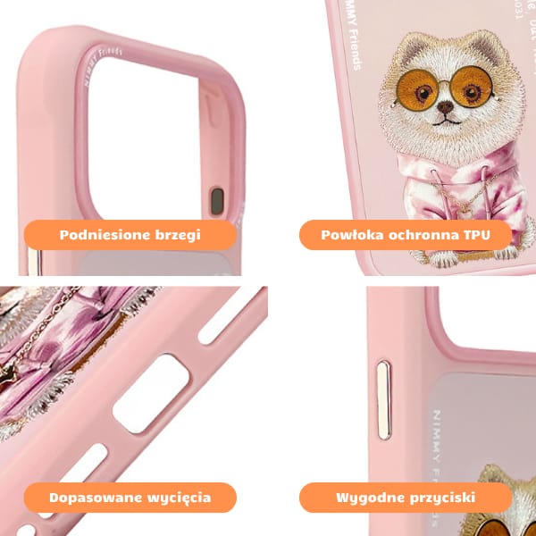 Etui Nimmy Glasses Cool Dog do iPhone 17 Pro różowy