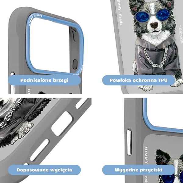 Etui Nimmy Glasses Cool Dog do iPhone 17 Pro szary
